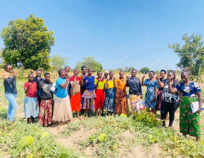 DREAMS P.O, Deputy, program manager and AGYW in her cassava and water melon farming at Kilago & Zongomera