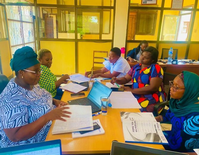 FHI DREAMS technical team working closely with mentor and Huheso staff during supportive supervision.