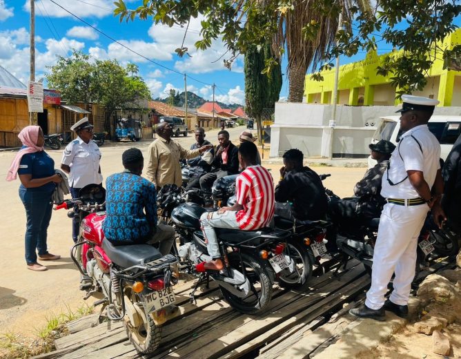 Regional Technical Officer Community Engagement together with Police Gender desk from Iringa providing GBV education during Demand Creation to Bodaboda on March 2024.